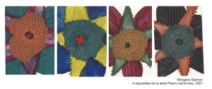 aquarelles : fleurs carnivores lotus, 2021